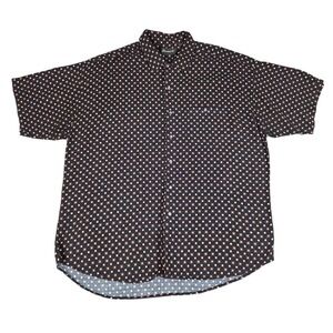 Avanti Shirt Mens XL Black Geometric Silk‎ Hawaiian Aloha  Loop Collar Floral